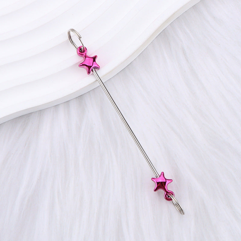 New love gourd flower star shape DIY beaded pole, metal keychain accessories pendant beaded pole