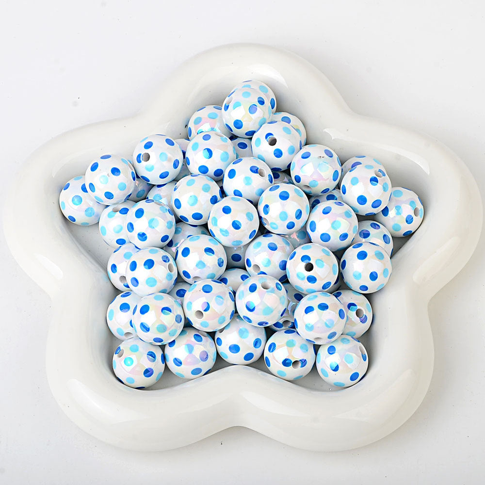 100Pcs hot-selling printing color dot through-hole beads DIY handmade bead pen mobile phone chain car pendant accessories wholesale