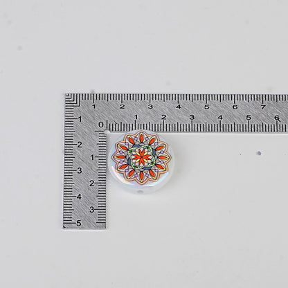 100Pcs Amazon popular mandala pattern style acrylic flat bead DIY bracelet necklace pendant material accessories