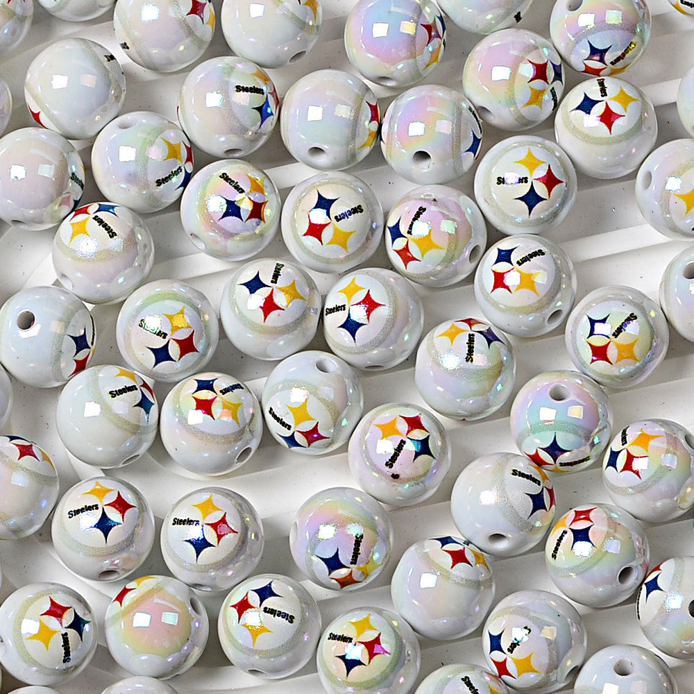 100Pcs 16MM American NFL32 football teams printed round beads DIY double-sided printed bead pen car hanging mobile phone with