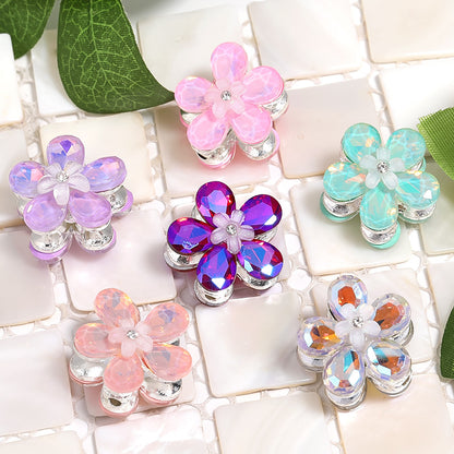 10pcs diy alloy accessories rhinestone Mickey head five petal flower through hole beads can be strung pen mobile phone chain beading accessories