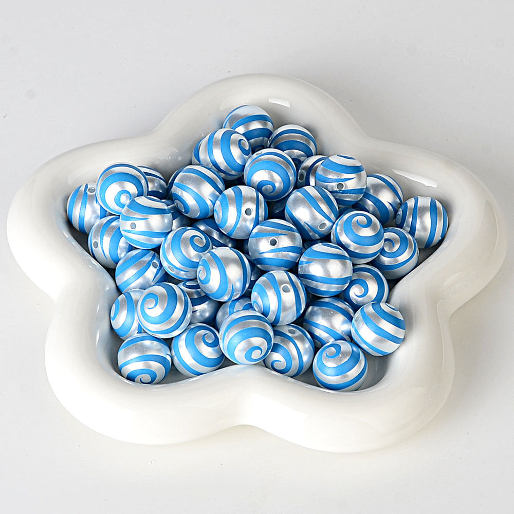 100Pcs imitation pearl back pattern printing lollipop rainbow whirlwind beaded DIY jewelry mobile phone bead pen bag chain accessories