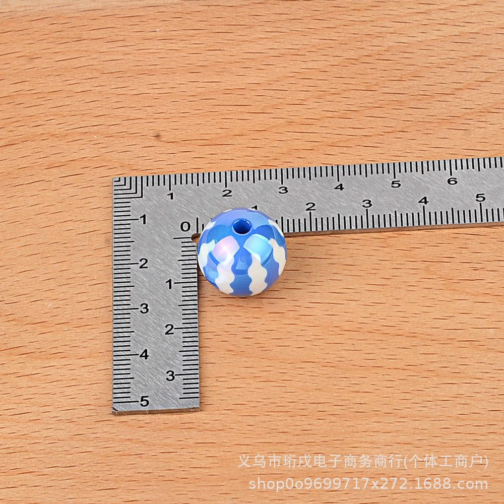 100Pcs acrylic UV plated colored watermelon striped bead printing beaded DIY bead pen mobile phone chain keychain jewelry accessories