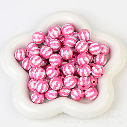 100Pcs acrylic UV plated colored watermelon striped bead printing beaded DIY bead pen mobile phone chain keychain jewelry accessories