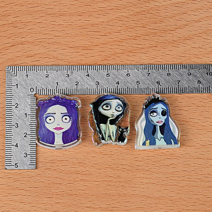 100Pcs Halloween Elements Zombie Bride Through Hole Acrylic Sheet Bead DIY Keychain Pendant Accessories Wholesale