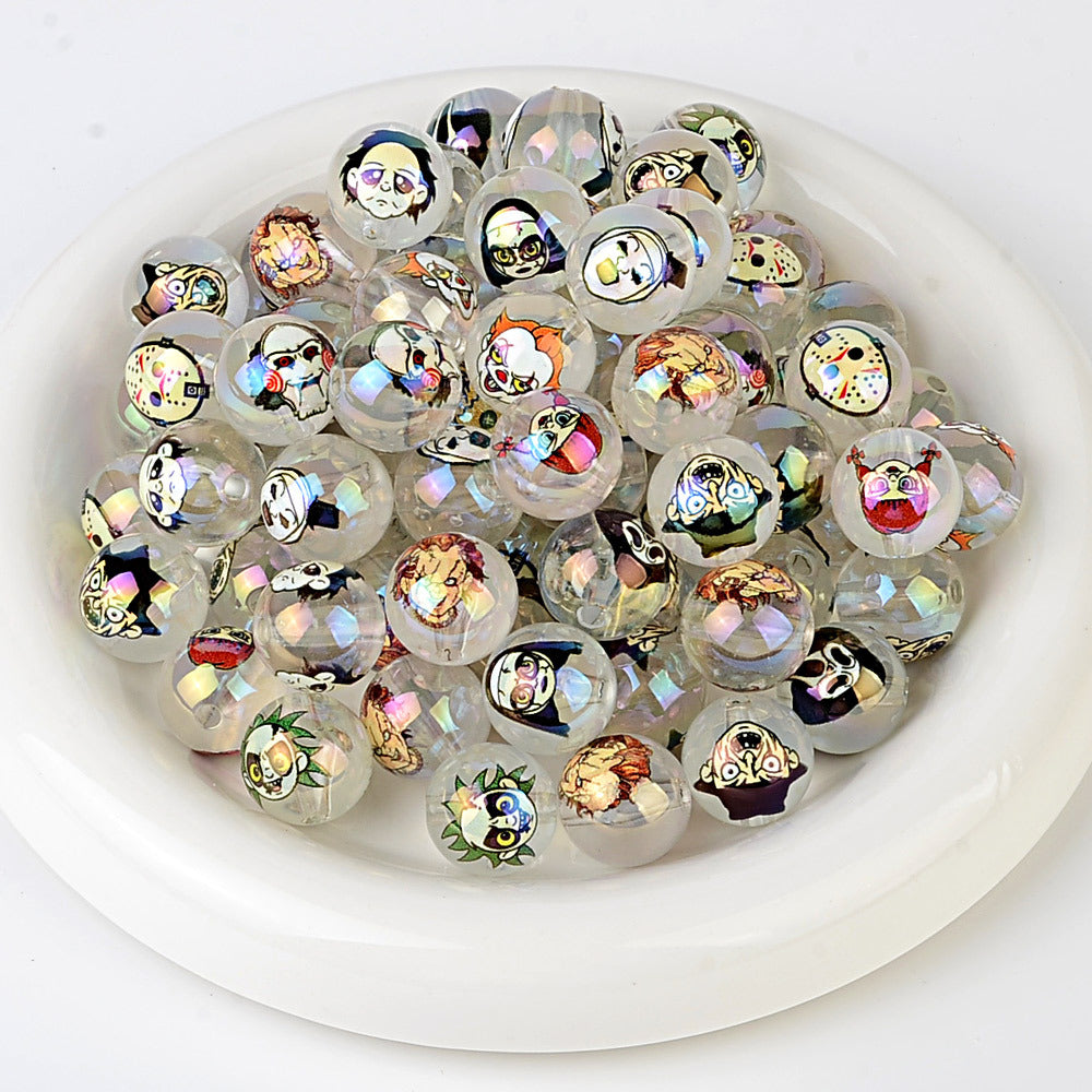 100Pcs Halloween elements luminous horror character avatar printing acrylic flat DIY handmade jewelry accessories wholesale