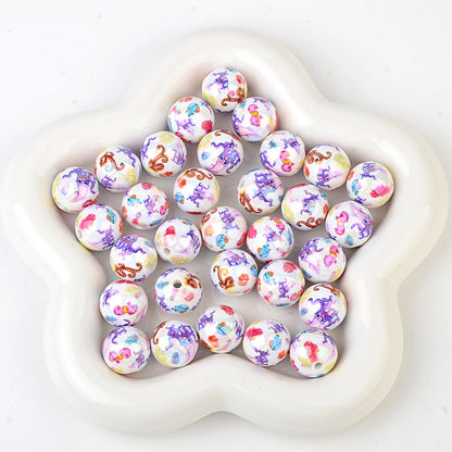 100Pcs acrylic solid color printing marine life starfish clownfish DIY mobile phone rope keychain pen jewelry accessories