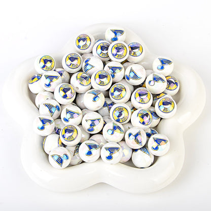 100Pcs US 32 NHL Ice Hockey Teams Printed Beads Beaded DIY Keys Mobile Phone Chain Handmade Jewelry Accessories Spot