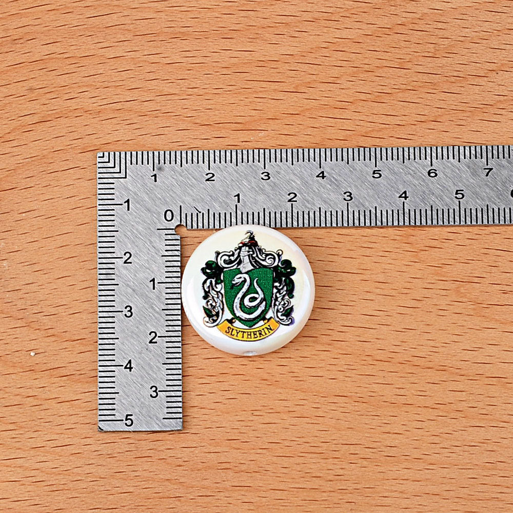 100Pcs Acrylic Plated UV Printed Harry Potter Four Colleges Badge Straight Hole Flat Bead Beaded DIY Jewelry Accessories