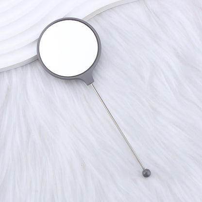 Handheld round makeup mirror high definition student portable makeup ins wind mini handle small mirror spot