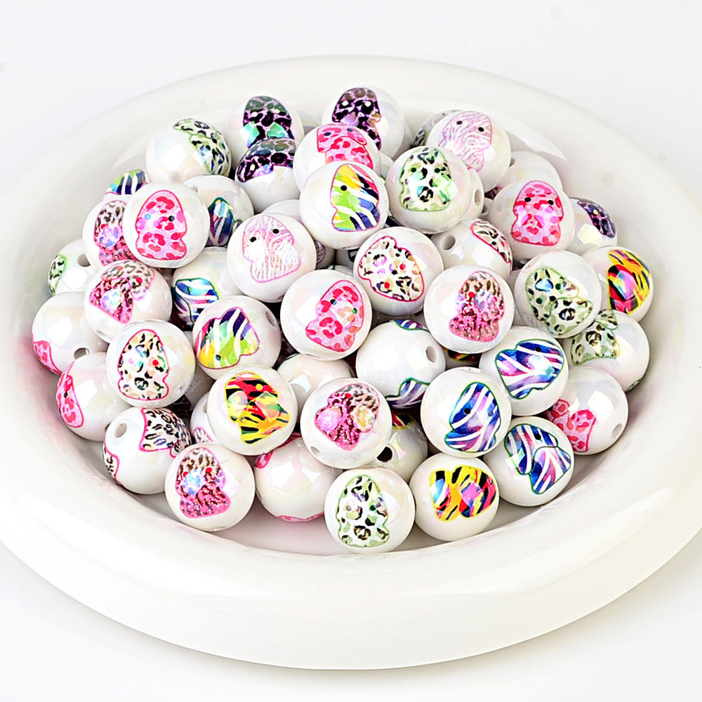 100Pcs acrylic printing human penis penis tool through hole round bead DIY bead pen jewelry accessories spot