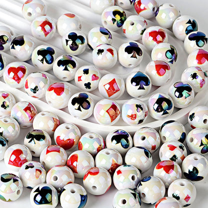 100Pcs 16mm black and red plum square playing cards double-sided printed loose beads beaded DIY mobile phone chain keychain beaded pen accessories