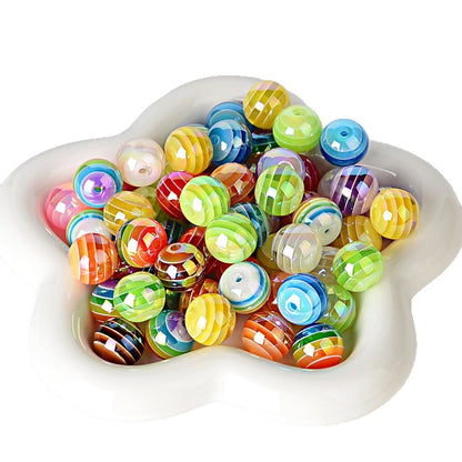 100Pcs 16mm jelly candy color striped beads color beads loose beads DIY handmade bead pen mobile phone chain material accessories