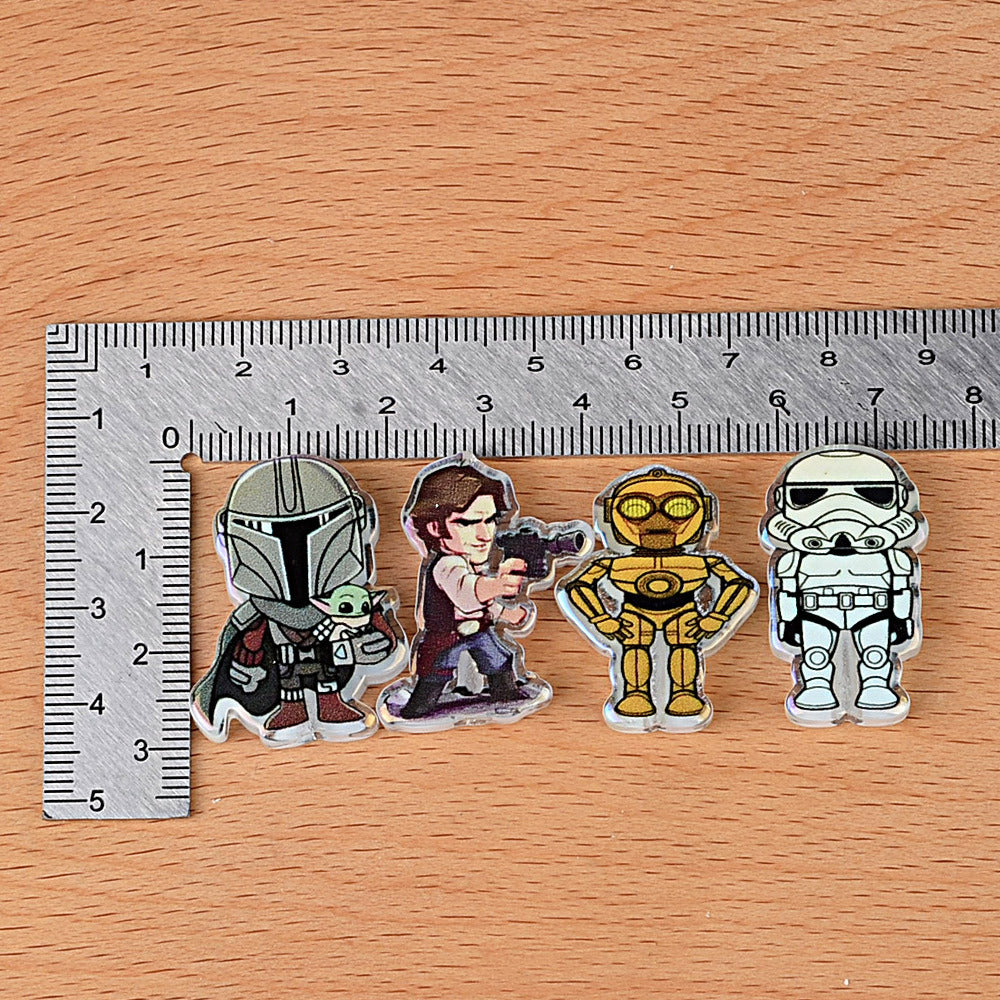 100Pcs Star Wars acrylic sheet printing loose beads DIY bead pen keychain accessories wholesale DIY bracelet loose beads