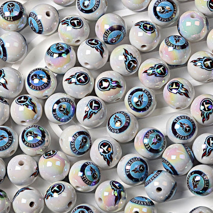 100Pcs 16MM American NFL32 football teams printed round beads DIY double-sided printed bead pen car hanging mobile phone with