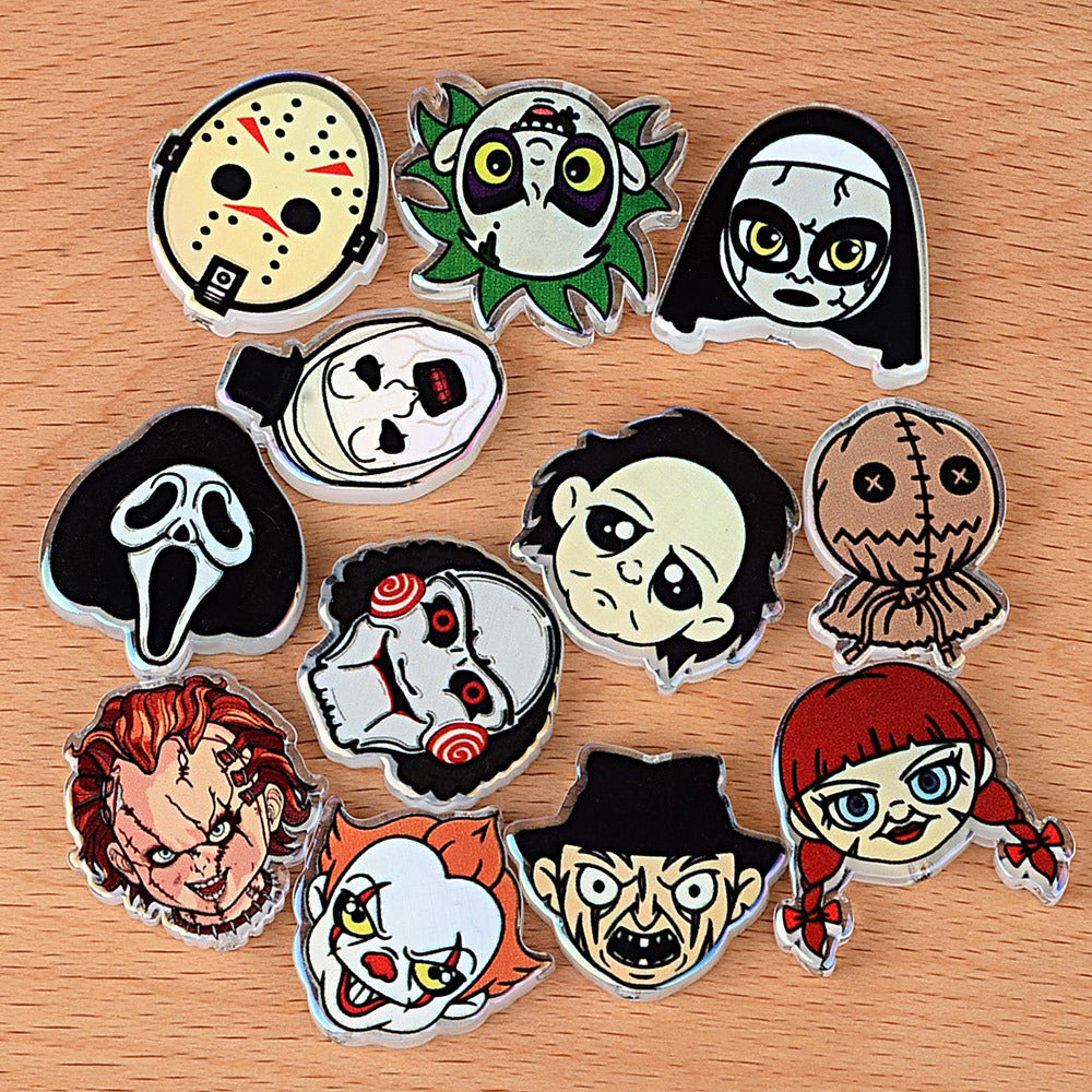 100Pcs Halloween dark horror character avatar acrylic sheet DIY handmade beaded accessories printed patch jewelry