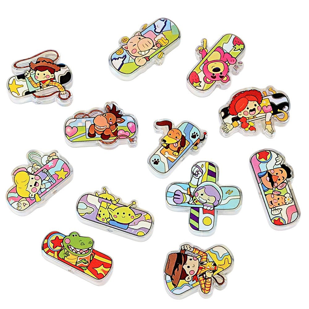 100Pcs Cartoon Toy Story Acrylic Skateboard Patch Beads Buzz Woody DIY Earrings Keychain Accessories