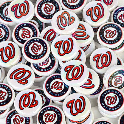 100Pcs 24mm American MLB Major Baseball League Printed Beaded Disc Beads DIY Handmade Pen Mobile Phone Chain Accessories