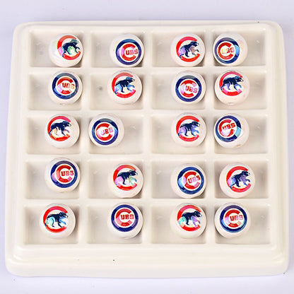 100Pcs acrylic printing MLB baseball round beads 16MM loose beads DIY bead pen car hanging accessories