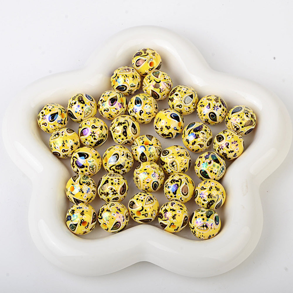 100Pcs UV plated color two-color paisley pattern cashew flower beaded DIY beaded pen mobile phone chain pendant loose bead jewelry with