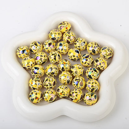 100Pcs UV plated color two-color paisley pattern cashew flower beaded DIY beaded pen mobile phone chain pendant loose bead jewelry with