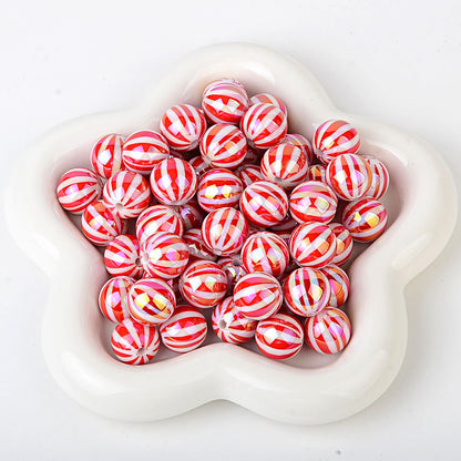 100Pcs Children's Fun Macaron Contrasting Watermelon Beads Striped Round Beads DIY Handmade Jewelry Accessories Bracelet Necklace Material Wholesale