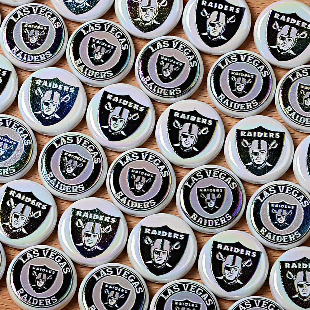 100Pcs 24mm NFL Football Team Acrylic Double Sided Printed Through Hole Beads DIY Bracelet Round Cake Beads