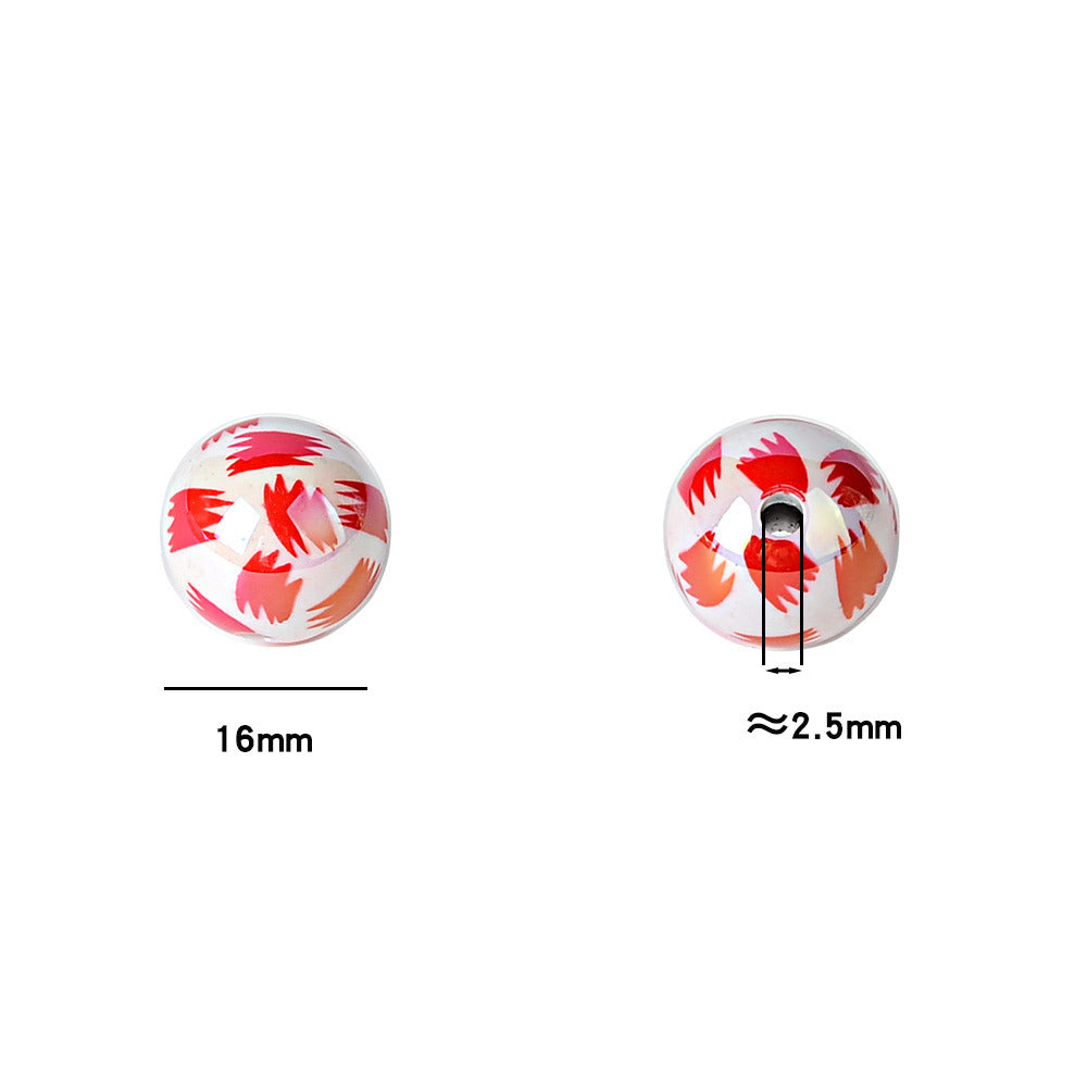 100Pcs 16mm cow pattern pattern acrylic beaded handmade DIY accessories bracelet bracelet accessories bead jewelry wholesale