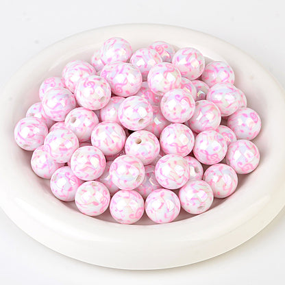 100Pcs new color music symbol printing straight hole round beads DIY mobile phone chain bead pen plated color jewelry accessories wholesale