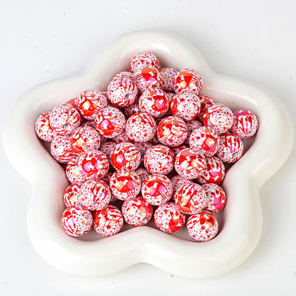 100Pcs Halloween Funny Blood Handprint Straight Hole Acrylic Bead DIY Mobile Phone Chain Keychain Bead Pen Accessories