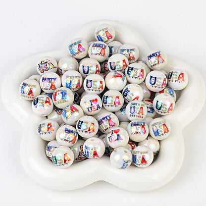 100Pcs double-sided printing I LOVE USA through hole beaded free Muse DIY mobile phone chain bag pendant material jewelry matching