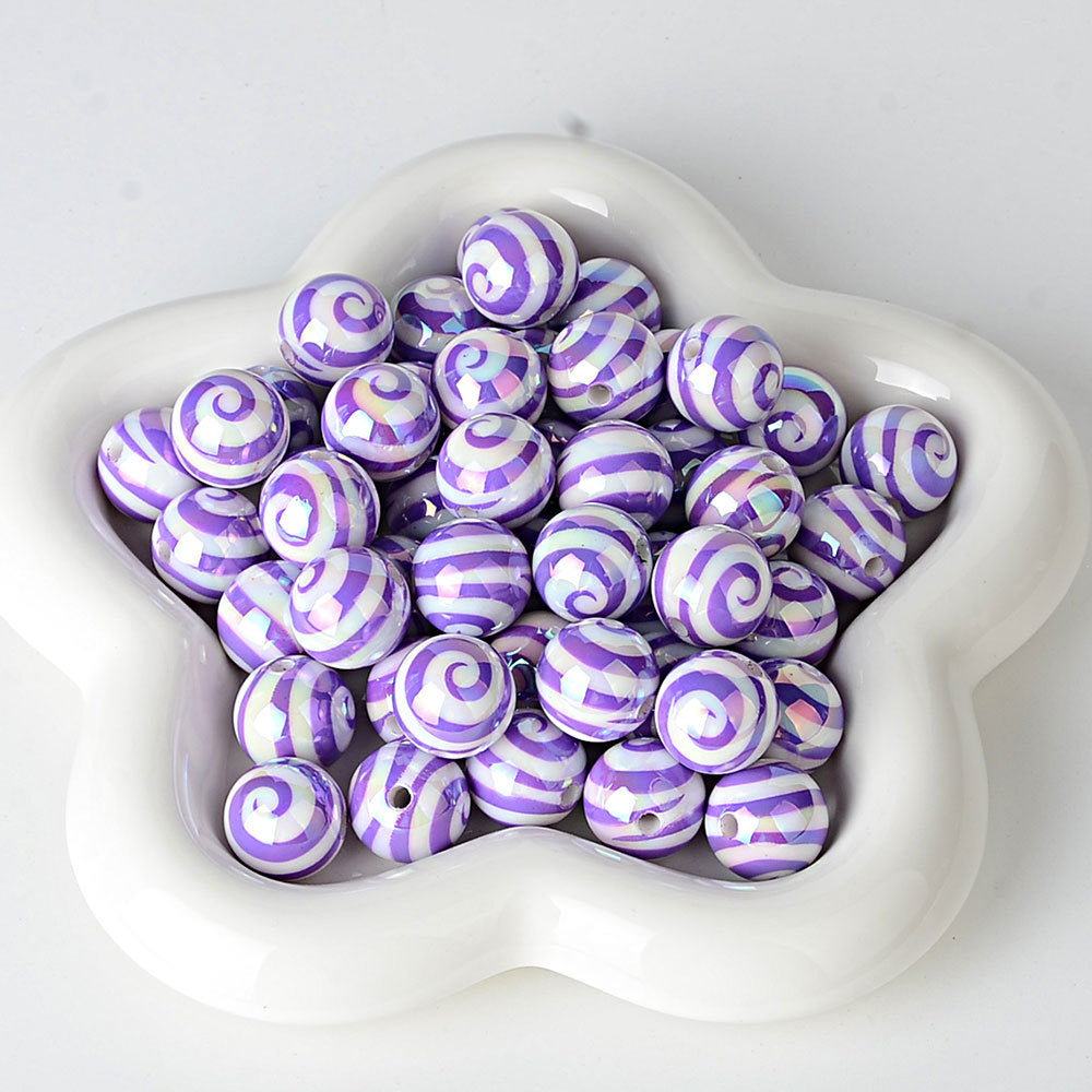 100Pcs 16mm straight hole lollipop beaded colored spiral loose beads DIY mobile phone chain beaded pen material accessories wholesale