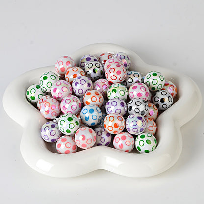 100Pcs 16mm color-plated bubble dot circle printing beaded DIY bead pen mobile phone chain keychain car hanging and other accessories