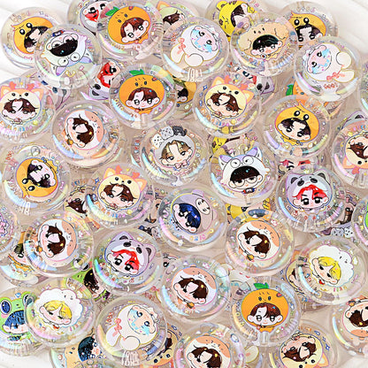 100Pcs SEVENTEEN Korean group doujin Q version printing through-hole flat beads DIY handmade bead pen mobile phone chain jewelry accessories