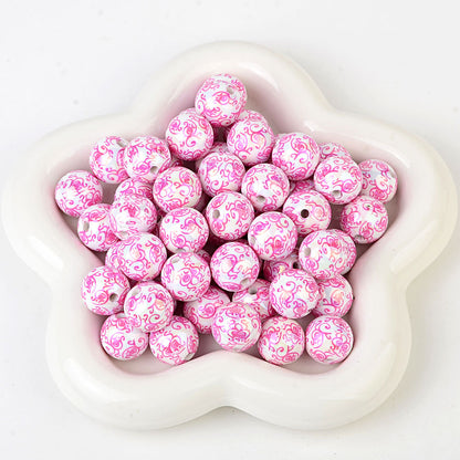 100Pcs solid color plating color printing roll grass pattern straight hole beading DIY mobile phone rope beading pen keychain pendant accessories