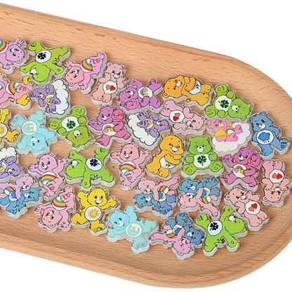 100Pcs Care Bears Rainbow Bear Acrylic Sheet, Cartoon Love Bear DIY Jewelry Accessories Buckle Material Wholesale