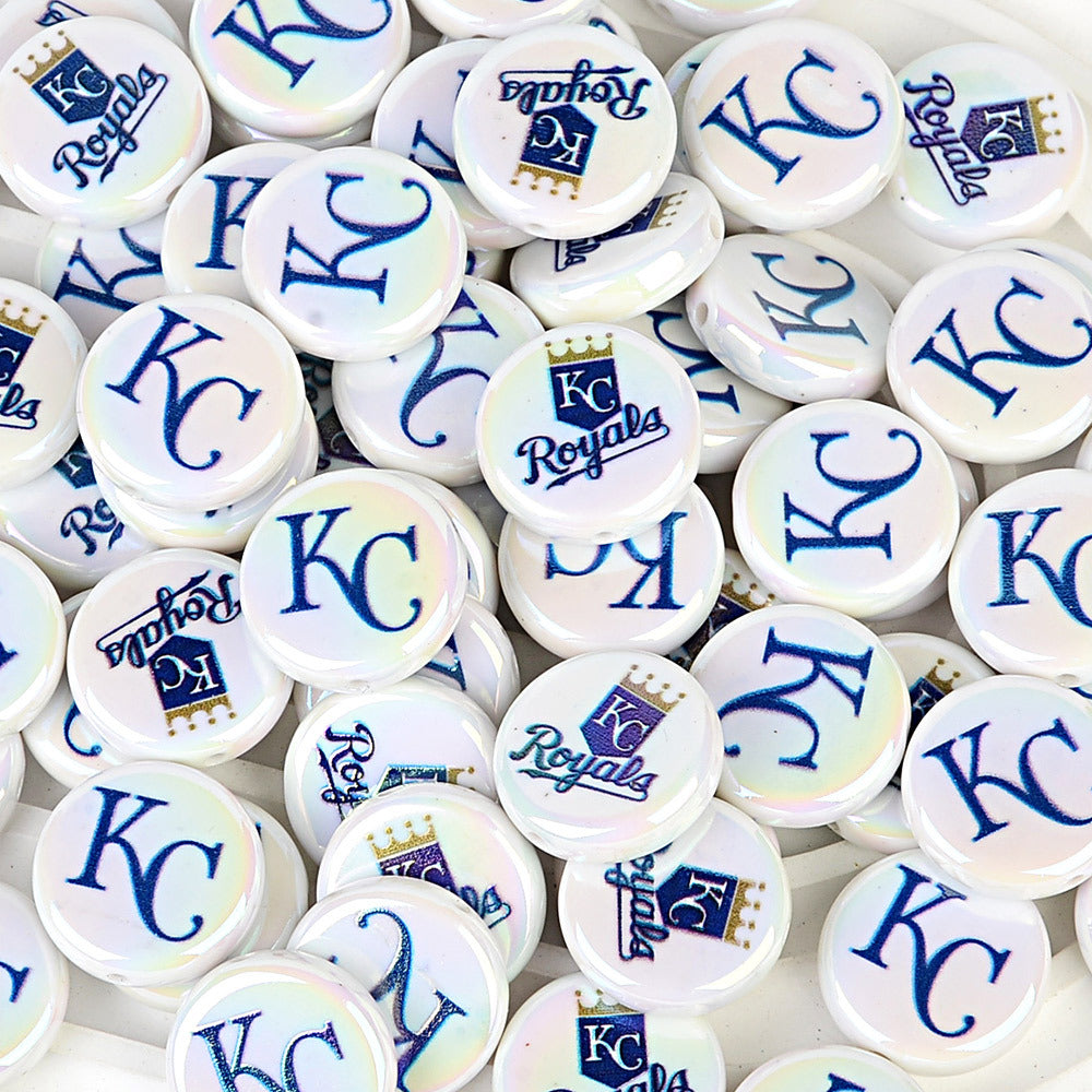 100Pcs 24mm American MLB Major Baseball League Printed Beaded Disc Beads DIY Handmade Pen Mobile Phone Chain Accessories