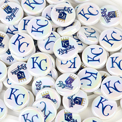 100Pcs 24mm American MLB Major Baseball League Printed Beaded Disc Beads DIY Handmade Pen Mobile Phone Chain Accessories