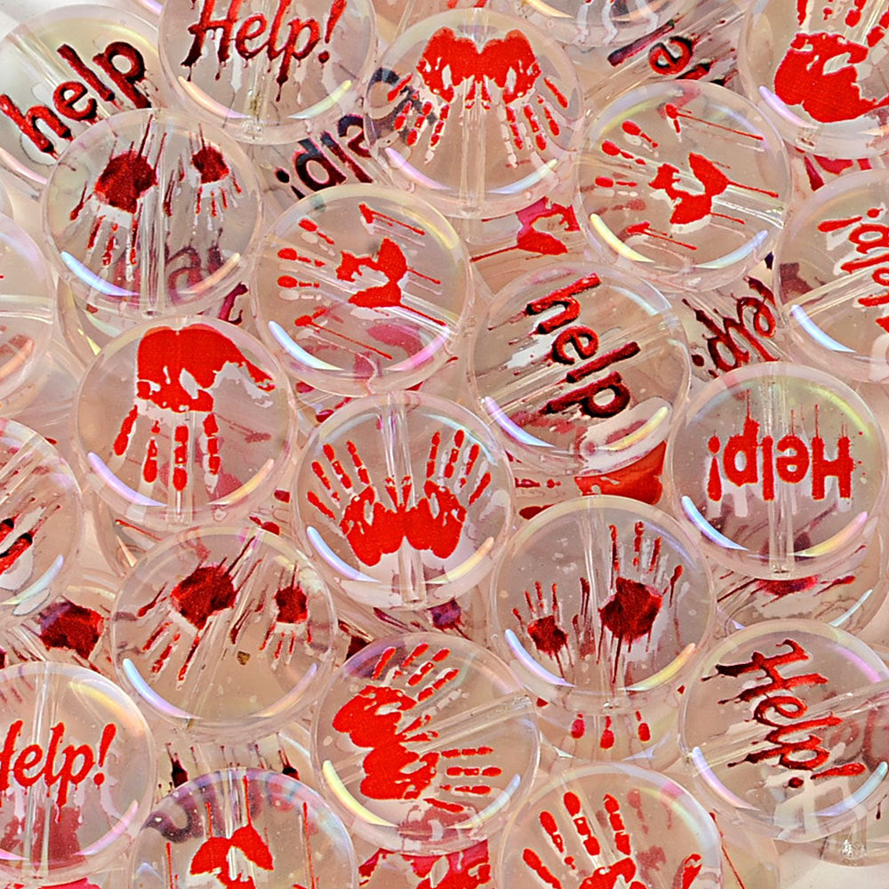 100Pcs luminous acrylic beads blood ghost hands help flat beads dark thriller halloween DIY handmade beaded accessories