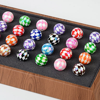 100Pcs 16mm UV rhombus grid through hole round beads DIY handmade beaded loose bead string pen mobile phone chain jewelry accessories spot