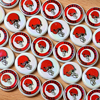 100Pcs 24mm NFL Football Team Acrylic Double Sided Printed Through Hole Beads DIY Bracelet Round Cake Beads