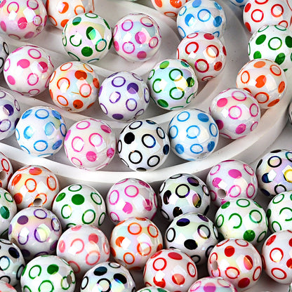 100Pcs 16mm color-plated bubble dot circle printing beaded DIY bead pen mobile phone chain keychain car hanging and other accessories