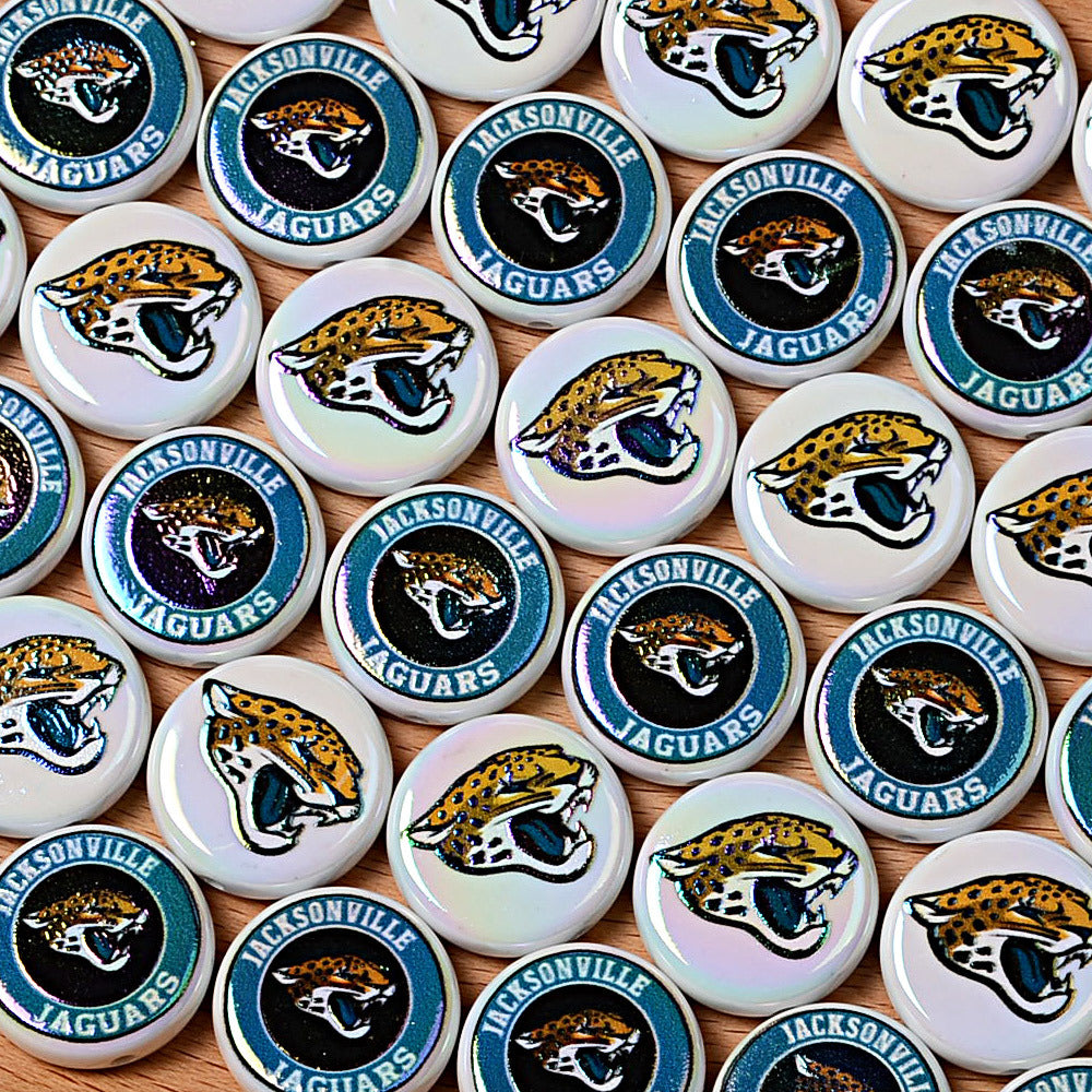 100Pcs 24mm NFL Football Team Acrylic Double Sided Printed Through Hole Beads DIY Bracelet Round Cake Beads