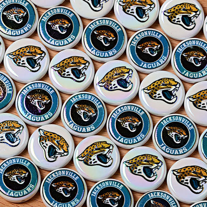 100Pcs 24mm NFL Football Team Acrylic Double Sided Printed Through Hole Beads DIY Bracelet Round Cake Beads