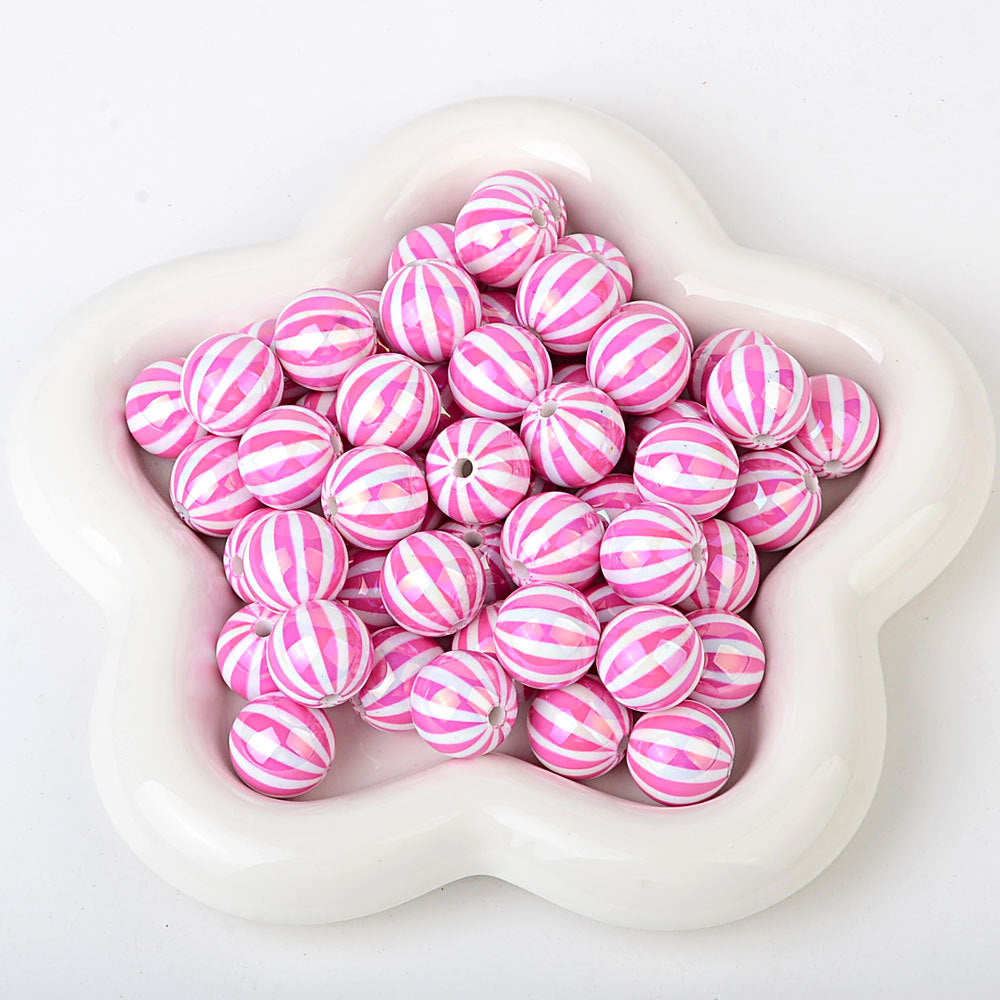 100Pcs Children's Fun Macaron Contrasting Watermelon Beads Striped Round Beads DIY Handmade Jewelry Accessories Bracelet Necklace Material Wholesale