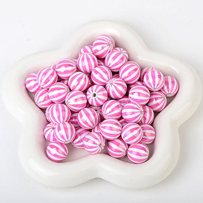 100Pcs Children's Fun Macaron Contrasting Watermelon Beads Striped Round Beads DIY Handmade Jewelry Accessories Bracelet Necklace Material Wholesale