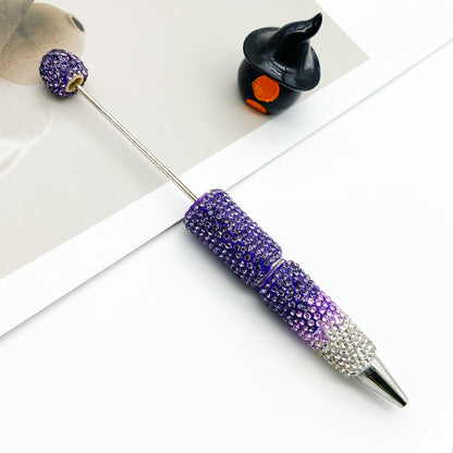 DIY rhinestone Beadable Ballpoint Pen hand paste drill multi-color gradual change drill bead ballpoint pen cap with drill gift pen