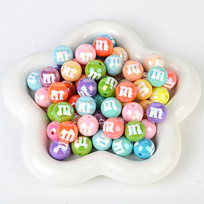100Pcs simulation color m bean beaded acrylic plated beads DIY bracelet necklace bag chain key chain beaded accessories