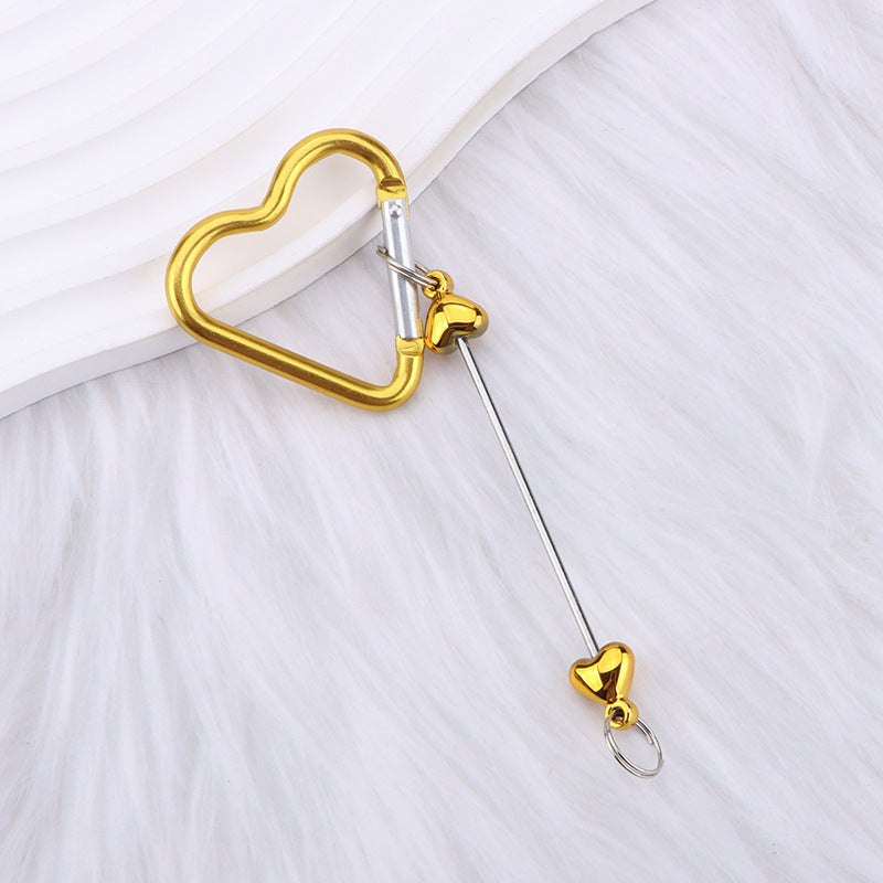 New DIY beaded love pole mountaineering buckle, gourd hook keychain wallet, backpack pendant heart-shaped outdoor use