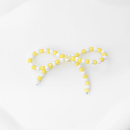 Versatile bow cute pen beaded DIY accessories mobile phone hanging beaded chain millet beads finished bow accessories